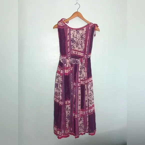 Free people rose garden dress in violet combo XS boho purple pink handkerchief - Picture 3 of 5
